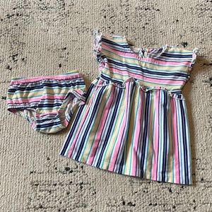 Wonder Nation girls size 6-9 months dress and bloomers stripes pink yellow blue